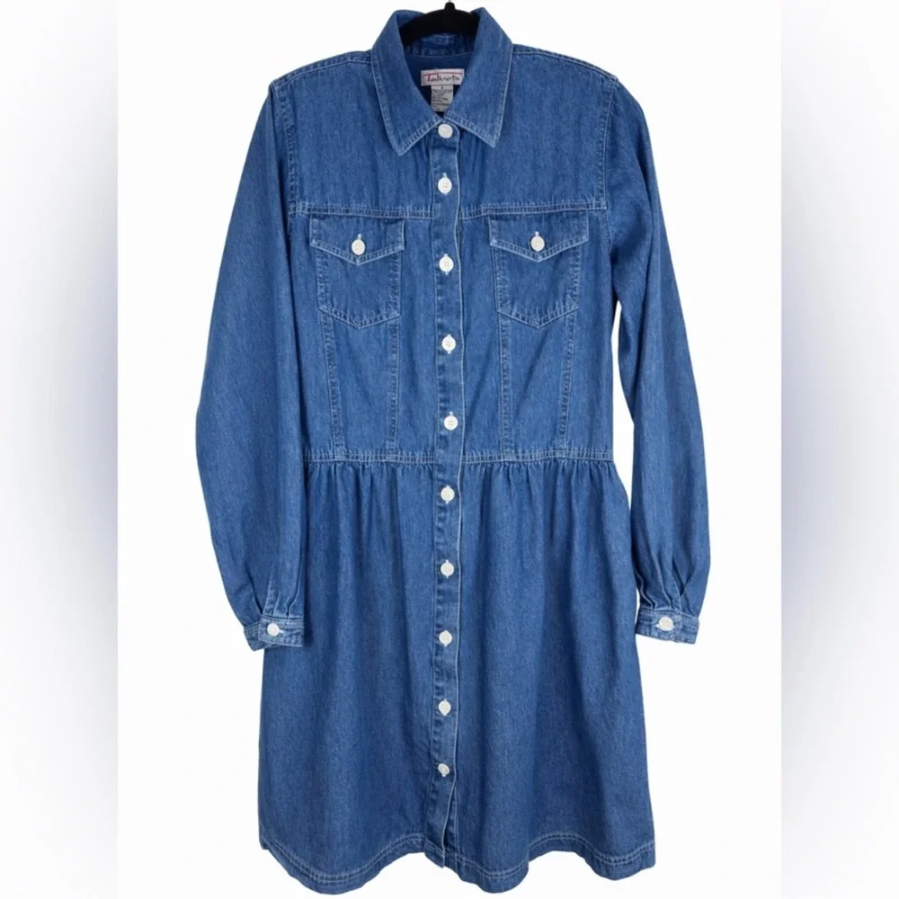 Talbots Blue Denim Long-Sleeve Shirt Dress - Picture 4 of 10